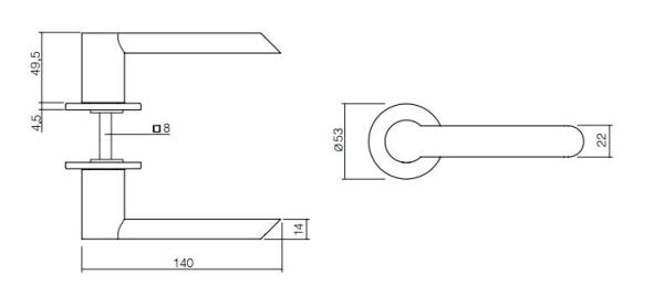 ProGriff TD-Slice round auf Rosette– Edelstahl/Schwarz matt